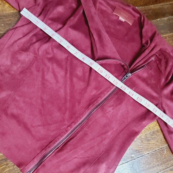 Blank NYC Drape Front Faux Suede Jacket in Red Vegan - Picture 11 of 15